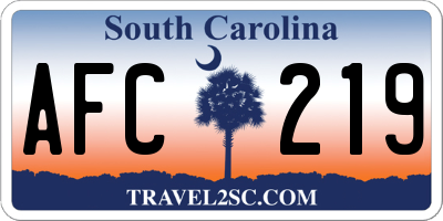SC license plate AFC219