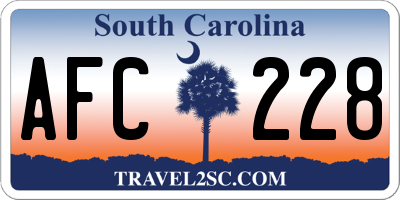 SC license plate AFC228