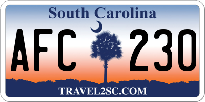 SC license plate AFC230