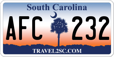 SC license plate AFC232
