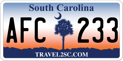 SC license plate AFC233