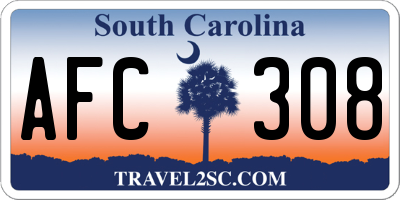 SC license plate AFC308