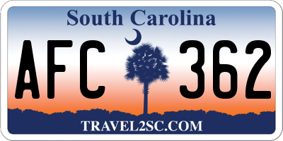 SC license plate AFC362