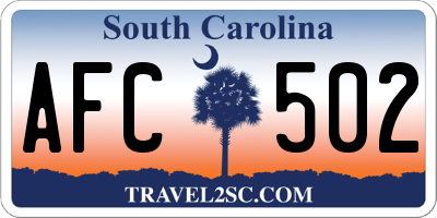 SC license plate AFC502