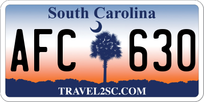 SC license plate AFC630