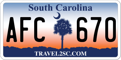 SC license plate AFC670