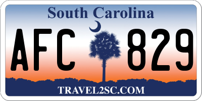 SC license plate AFC829