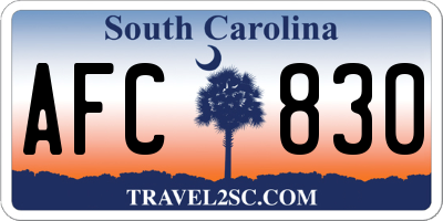 SC license plate AFC830