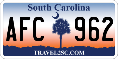 SC license plate AFC962