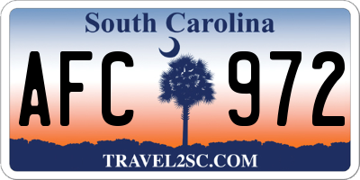 SC license plate AFC972