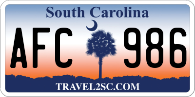 SC license plate AFC986
