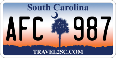 SC license plate AFC987
