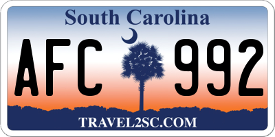 SC license plate AFC992