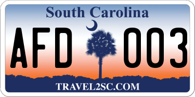SC license plate AFD003