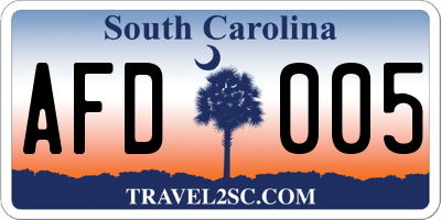 SC license plate AFD005