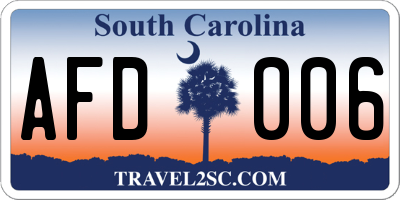 SC license plate AFD006