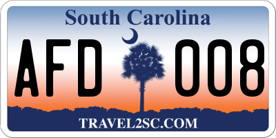 SC license plate AFD008