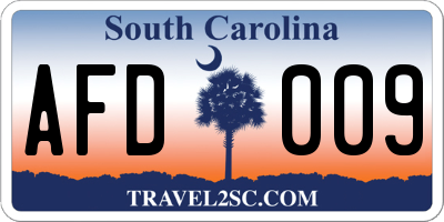 SC license plate AFD009