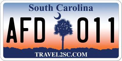 SC license plate AFD011