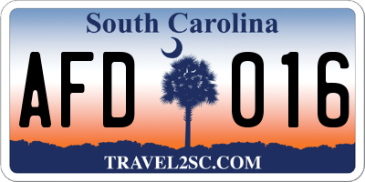 SC license plate AFD016