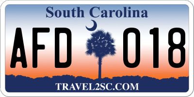 SC license plate AFD018
