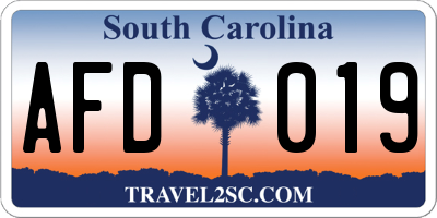 SC license plate AFD019