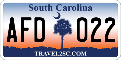 SC license plate AFD022