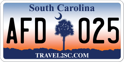 SC license plate AFD025