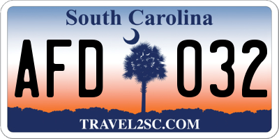 SC license plate AFD032