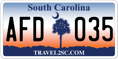 SC license plate AFD035