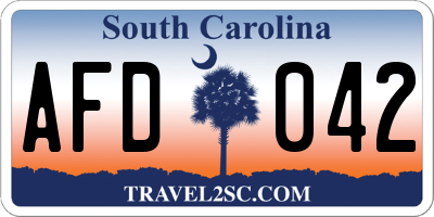 SC license plate AFD042
