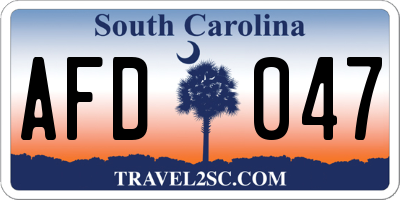 SC license plate AFD047
