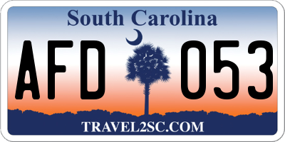 SC license plate AFD053