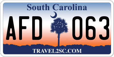 SC license plate AFD063