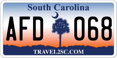 SC license plate AFD068