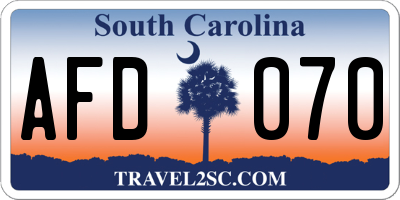 SC license plate AFD070