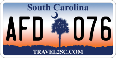 SC license plate AFD076