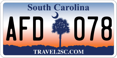 SC license plate AFD078