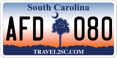 SC license plate AFD080
