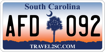 SC license plate AFD092