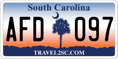 SC license plate AFD097