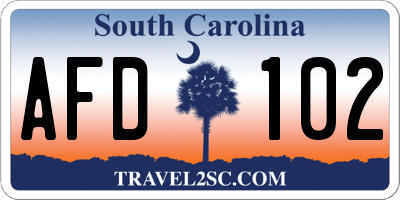 SC license plate AFD102
