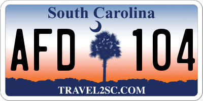 SC license plate AFD104