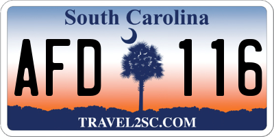 SC license plate AFD116