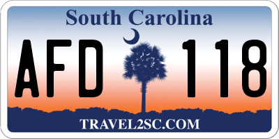 SC license plate AFD118