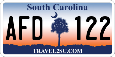 SC license plate AFD122