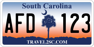 SC license plate AFD123