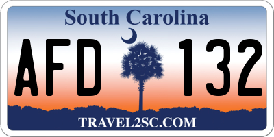 SC license plate AFD132