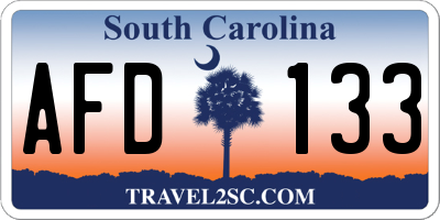 SC license plate AFD133