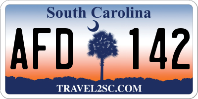 SC license plate AFD142